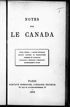 Notes sur le Canada by Paul de Cazes