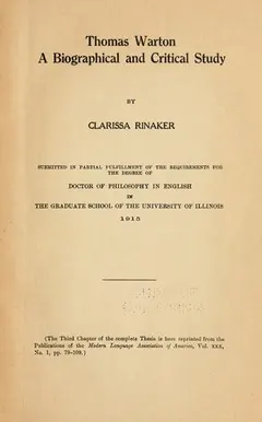 Thomas Warton by Clarissa Rinaker
