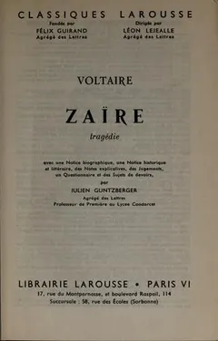 Zaïre by Voltaire