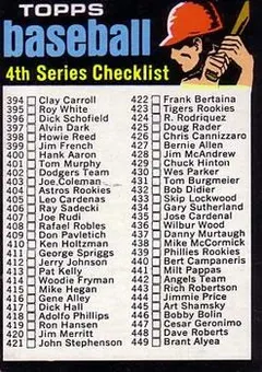 Checklist 394-523 #369 1971 Topps Baseball