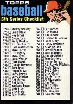 Checklist 524-643 #499 1971 Topps Baseball