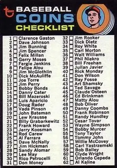 Coins Checklist #161 1971 Topps Baseball