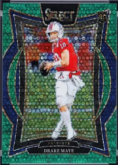 Drake Maye [Green Disco Prizm] #27 2024 Panini Select Football