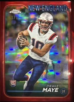 Drake Maye [Red Refractor] #203 2024 Topps Chrome Football