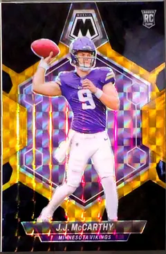 J.J. McCarthy [Black Gold Choice] #310 2024 Panini Mosaic Football