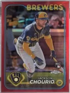 Jackson Chourio [Red Refractor] #161 2024 Topps Chrome Baseball