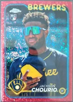 Jackson Chourio [Red Speckle Refractor Image Variation] #161 2024 Topps Chrome Baseball