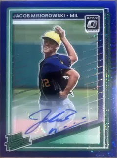 Jacob Misiorowski [Blue Glitter Optic Signature] #128 2025 Panini Donruss Baseball