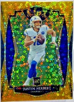 Justin Herbert [Gold Disco Prizm] #144 2020 Panini Select Football
