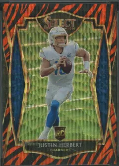 Justin Herbert [Tiger Prizm] #144 2020 Panini Select Football