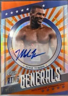 Mike Tyson [Orange Refractor] #RGA-MT 2024 Topps Chrome Ring Generals Autograph Boxing