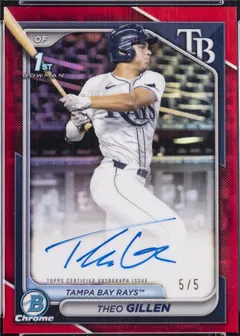 Theo Gillen [Red Refractor] #CPA-TG 2024 Bowman Draft Chrome Prospect Autograph Baseball