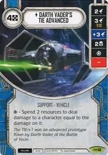 Darth Vaders TIE Advanced (Empire at War) — Star Wars Destiny Card Value