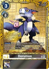 Dorumon P 070 Championship 2023 Gold Card Set (Digimon Promotion Cards)