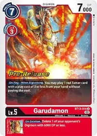 Garudamon (Versus Royal Knights Pre-Release Cards) — Digimon Card Game Card Value