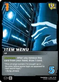 Item Menu (Challenger Series: Solo Leveling) — UniVersus Card Value