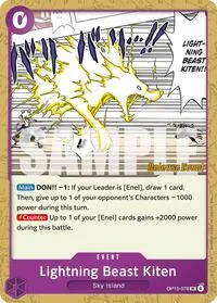 Lightning Beast Kiten (Adventure on Kami's Island Release Event Cards) — One Piece Card Game Card Value