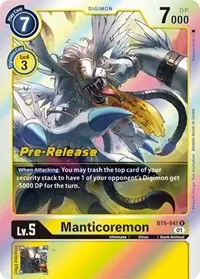 Manticoremon (Double Diamond Pre-Release Cards) — Digimon Card Game Card Value