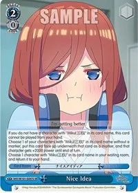 Nice Idea SR (The Quintessential Quintuplets Movie) — Weiss Schwarz Card Value