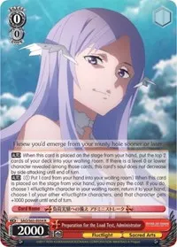 Preparation for the Load Test Administrator (Sword Art Online -Alicization-)