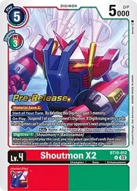Shoutmon X2 (Exceed Apocalypse Pre-Release Cards) — Digimon Card Game Card Value