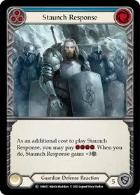 Staunch Response Blue (Historic Pack 1 Blitz Deck: Bravo) — Flesh & Blood TCG Card Value