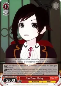 Uniform Ruby (RWBY) — Weiss Schwarz Card Value