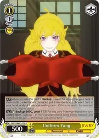Uniform Yang (RWBY) — Weiss Schwarz Card Value