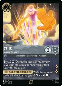 Zeus Missing His Spark (Disney Lorcana Promo Cards) — Lorcana TCG Card Value