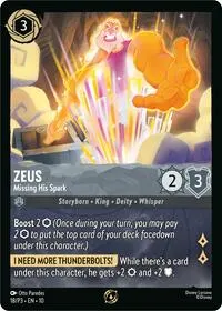 Zeus Missing His Spark (Disney Lorcana Promo Cards)