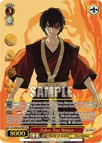 Zuko For Honor SEC (Avatar: The Last Airbender) — Weiss Schwarz Card Value